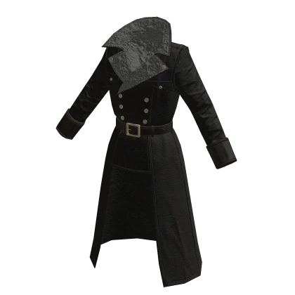 Black Military general leather winter trench coat