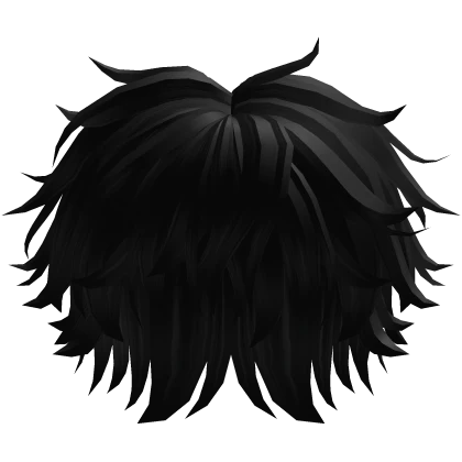 Black Messy fluffy Middle Part Anime Boy Hair