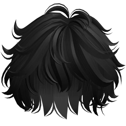 Messy Fluffy Anime Boy Hair (Black)
