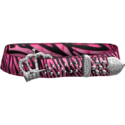 Y2k Rhinestone Mcbling Scene Pink Zebra Belt 0.3