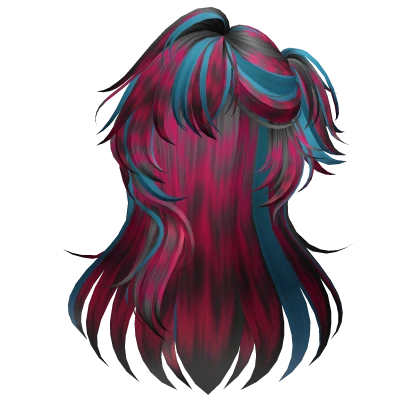 Scene RaccoonTail HalfUp Side Pigtail (Pink&Blue)