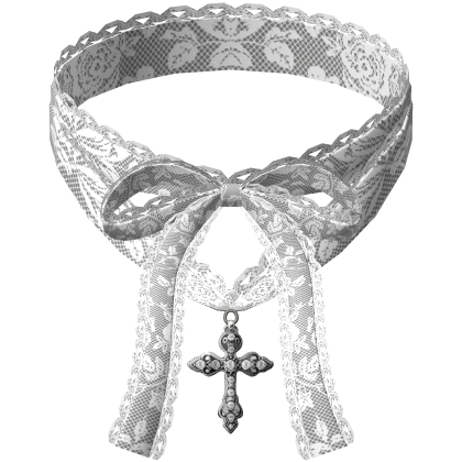 lace cross ribbon choker in white