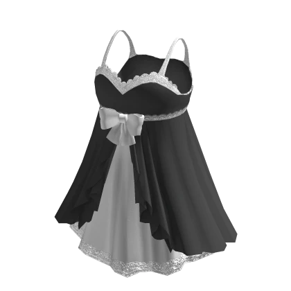 🍀Ruffle Lace Strap Dress (Black)