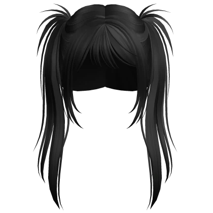 long messy punk pigtails (black)