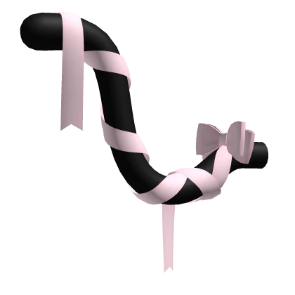 Cute Black Kitty Cat Tail w Pink Bow Ribbons