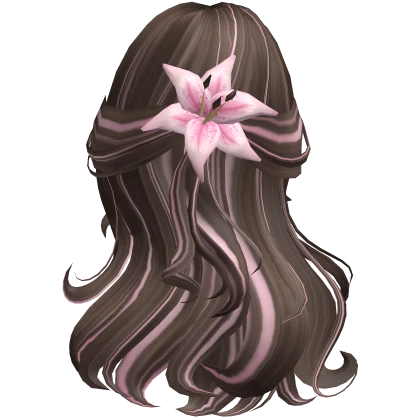 ♡ brown summer half up hair with pink flower
