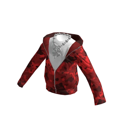 Red Camo Designer Zip-Up w/ Chain
