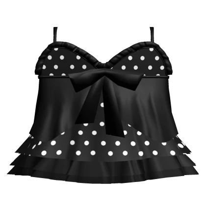 gothic black polka dots lace bow dress 3.0