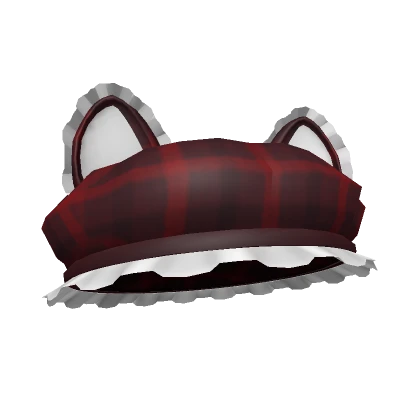 Cute Ruffled Cat Beret (Red Plaid)