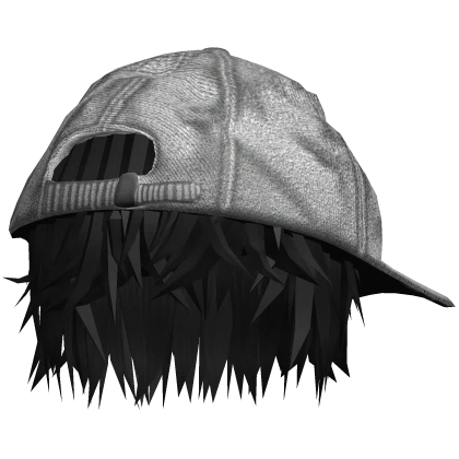 Distressed Black Hat w/ White Hair