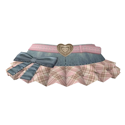 🦋Peony Doll - Y2K Ruffled denim skirt w pink prnt