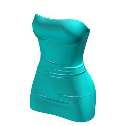 ♔ Teal Latex Tight Mini Dress