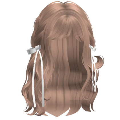 ♡ Wispy Loose Braided Hair w/ White Bows Milktea