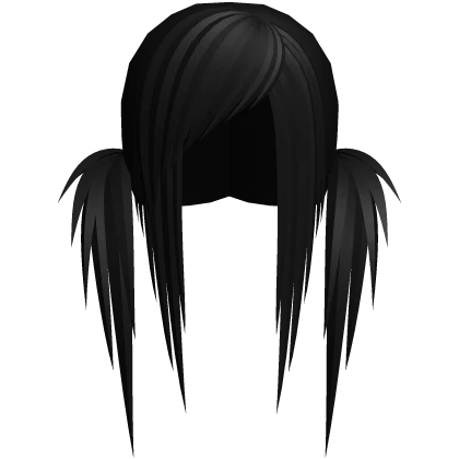 black scene emo long choppy pigtails