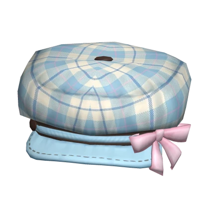 cottage igari mori kei bow beret blue plaid