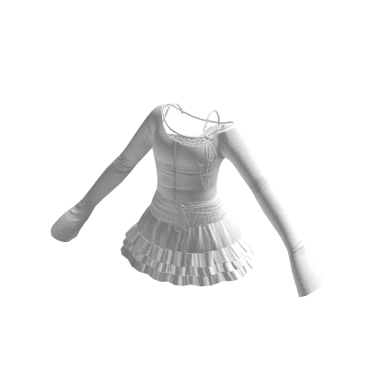🍀Off Shoulder Skirt Outfit (White)