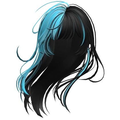 Black&Blue Wind-Blown Long Anime Hair