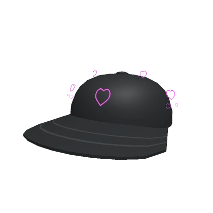 Neon Pink Hearts Black Cap