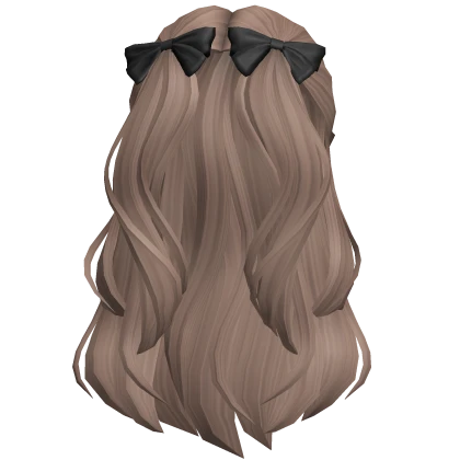 Flowy Half Up Hair /w Bows (Milktea)