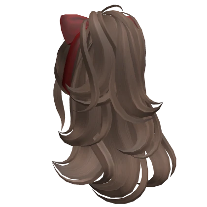 Long Swirly Ponytail w/ Christmas Bow (Brown)