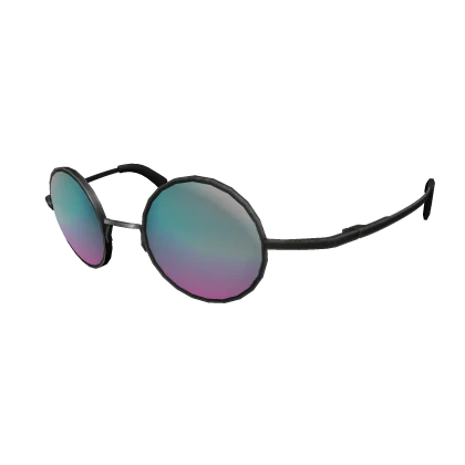 Low Blue & Pink Ombre Round Frame Sunglasses