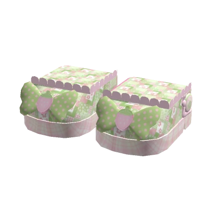 Pink green igari cute strawberry floral cottage