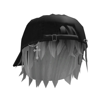 White Messy Anime Boy Hair w/ Y2K Distressed Hat