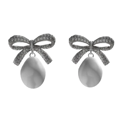 Diamond Bow Rhinestone White Pearl Earrings