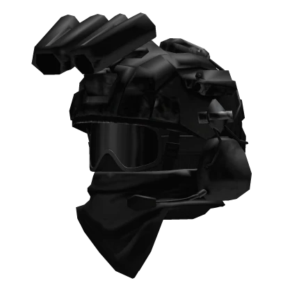 Black Military Helmet w Scarf, Mask And Goggles v2