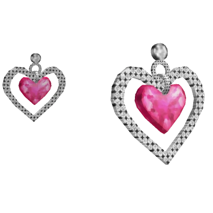 Pink Heart Silver Earrings