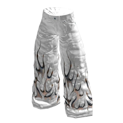 Y2K Pants Baggy Jeans White Chrome Voidsclub