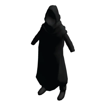 Long Black Hooded Robe With Cape
