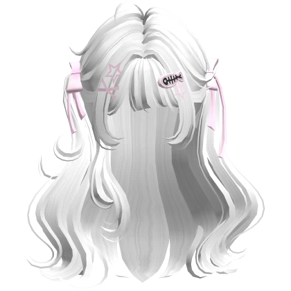 ♡ Cute Girl Pigtails w/ Hairclips & Bows (White)