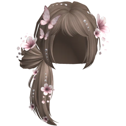 Milktea Kawaii Wispy Butterfly Side Bun W/ Flowers