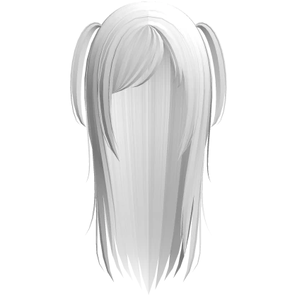long wispy side bangs hair with pigtails in white