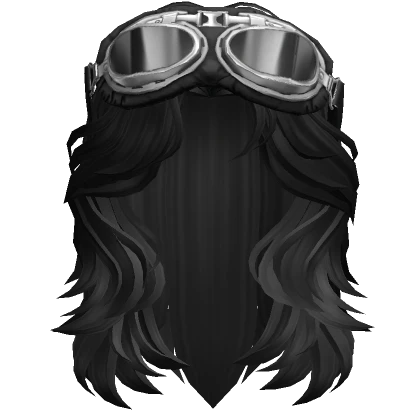 Fluffy Short Wolf Cut w/ Goggles (Black)