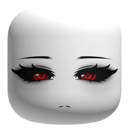 Beautiful Demon Face With Black Red Eyes - White
