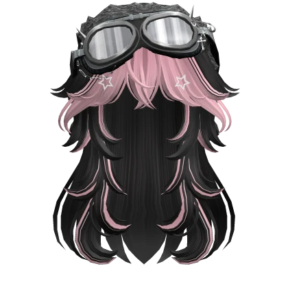 Pink&Black Long Hair w/ Y2K Goggles Ushanka