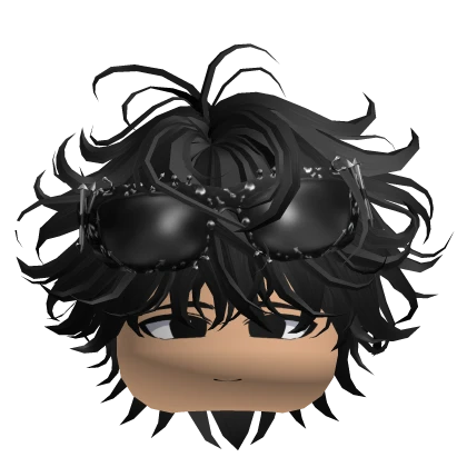 Wispy Black Hair W/ Punk Shades & Face