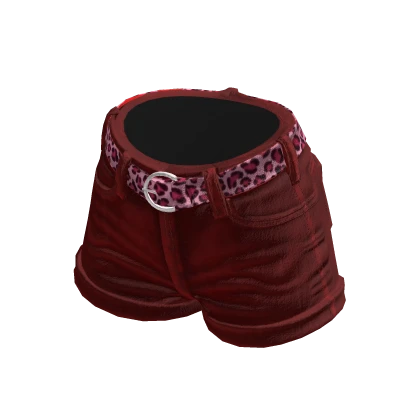Red Shorts W/ Leopard Belt 