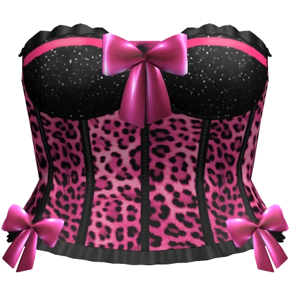 Scene Pink Leopard Print Corset Y2K Bow 2000s