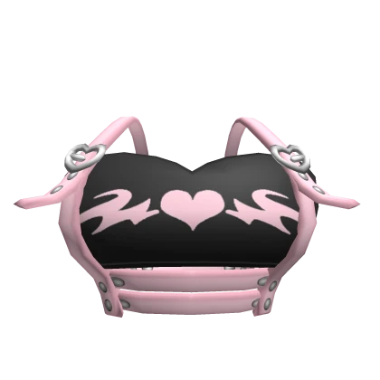 🎃❌Chibi Doll - Goth top with Pink harness