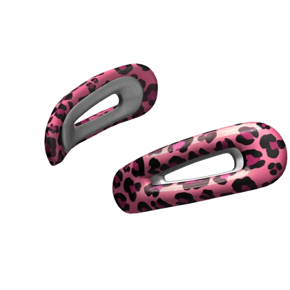pink cheetah hair clips 2000s mcbling y2k leopard