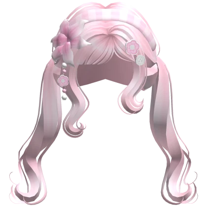 ♡ igari pigtails w/ pink charms & flowers (pink)