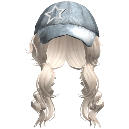 downtown girl braids with denim star cap -platinum