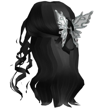 Curled half up hair w butterfly clip - Black