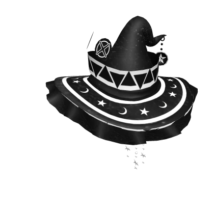 Black White Enchanted Mindweaver Witch/Wizard Hat