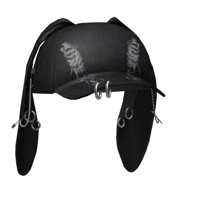 Ripped Emo bunny Hat W/Piercings 