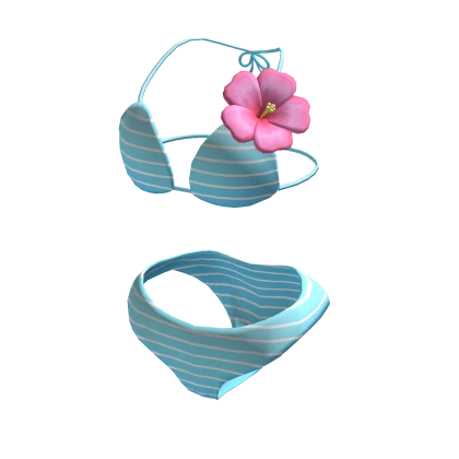 Blue Bikini w/ Hibiscus