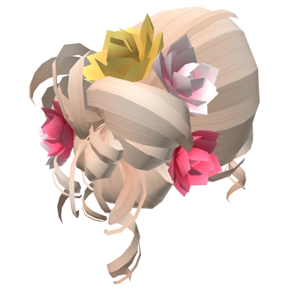 Blonde Spring Floral Flower Curly Messy Bun Hair